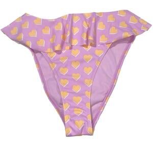 Stoney Clover Lane x Target Heart Ruffle Bikini Bottom XS NWT Purple Yellow